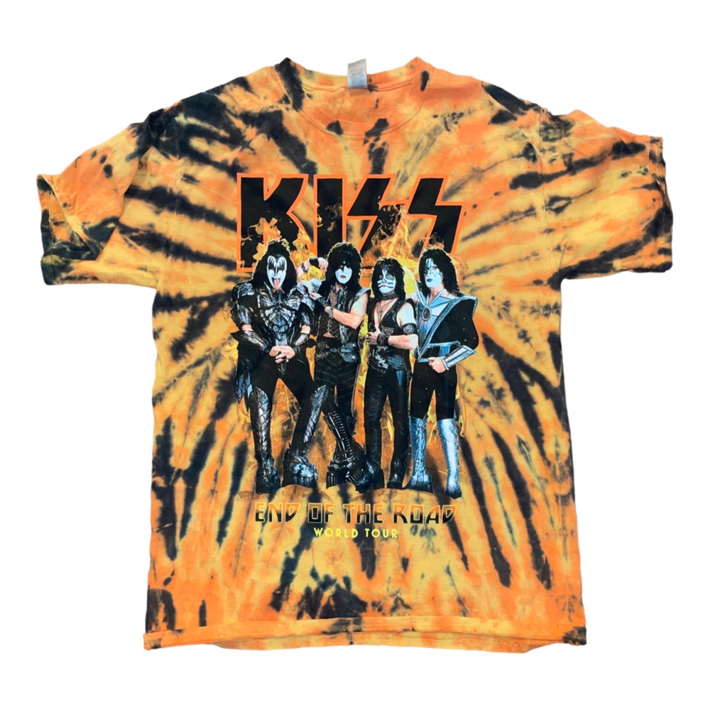 KISS t shirt tie dye men’s L band tee oversized